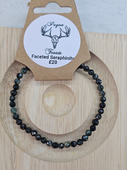 Facetted Seraphinite 4mm bead bracelet