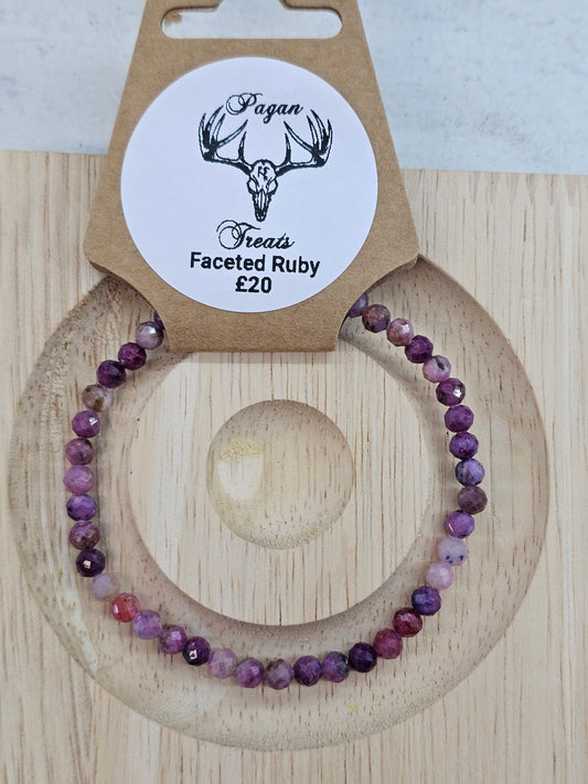Facetted Ruby 4mm bead bracelet