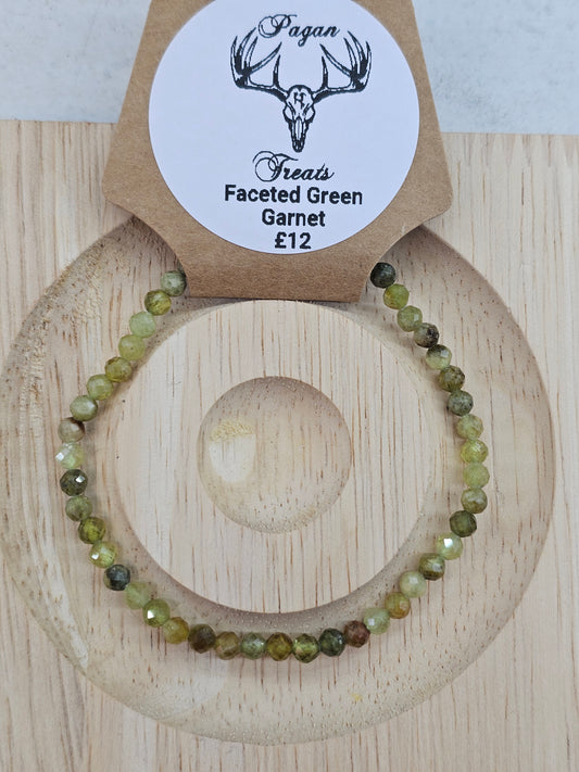 Facetted Green Garnet 4mm bead bracelet