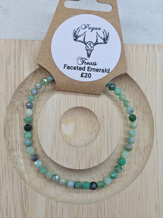 Facetted Emerald 4mm bead bracelet