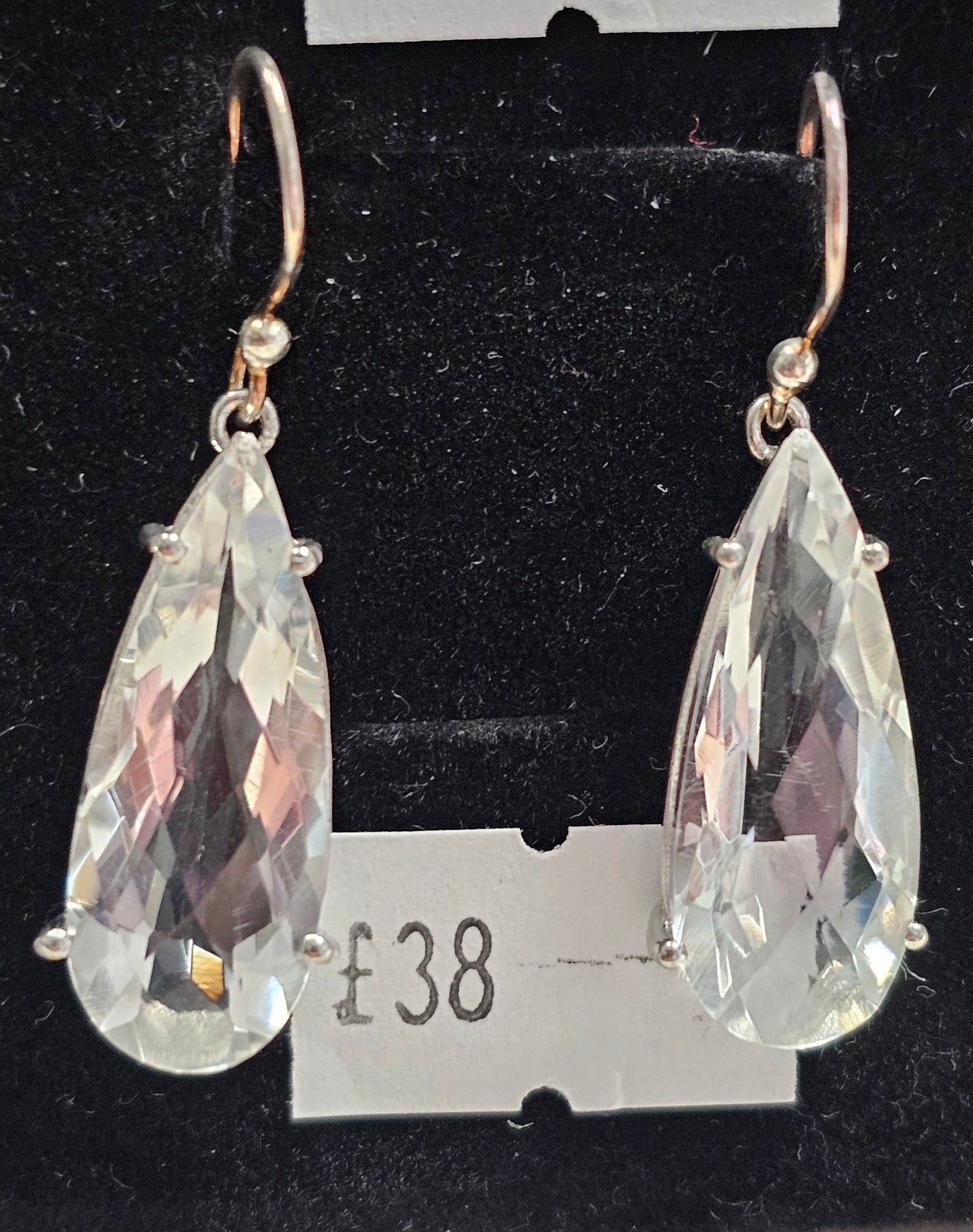 Clear Quartz 925 silver hook earrings