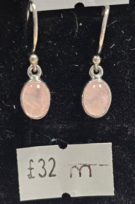 Morganite 925 silver hook earrings