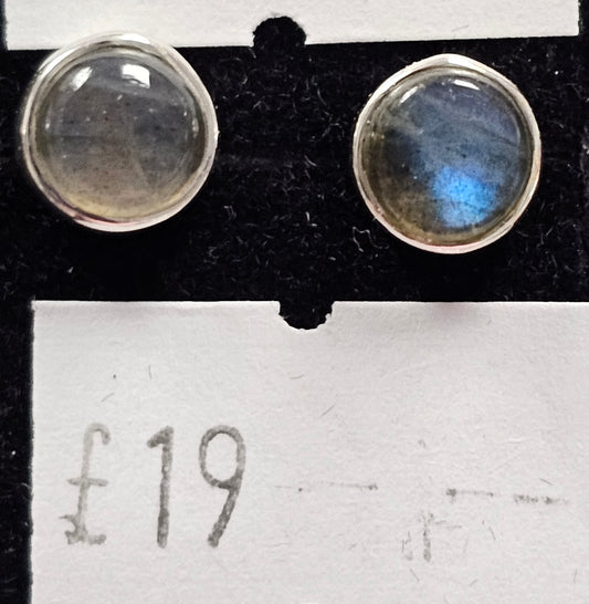 Labradorite 925 silver Stud earrings (round)
