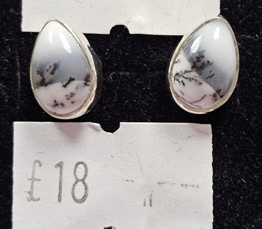 Merlinite 925 silver Stud earrings (tear drop)