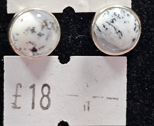 Merlinite 925 silver Stud earrings (round)