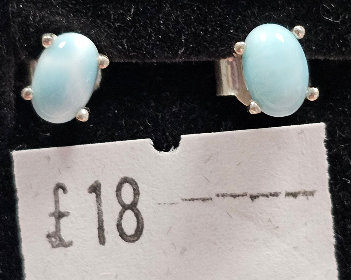Larimar 925 silver Stud earrings (oval)