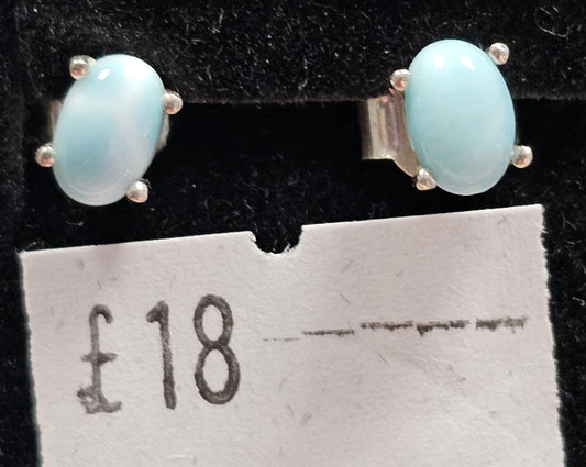 Larimar 925 silver Stud earrings (oval)