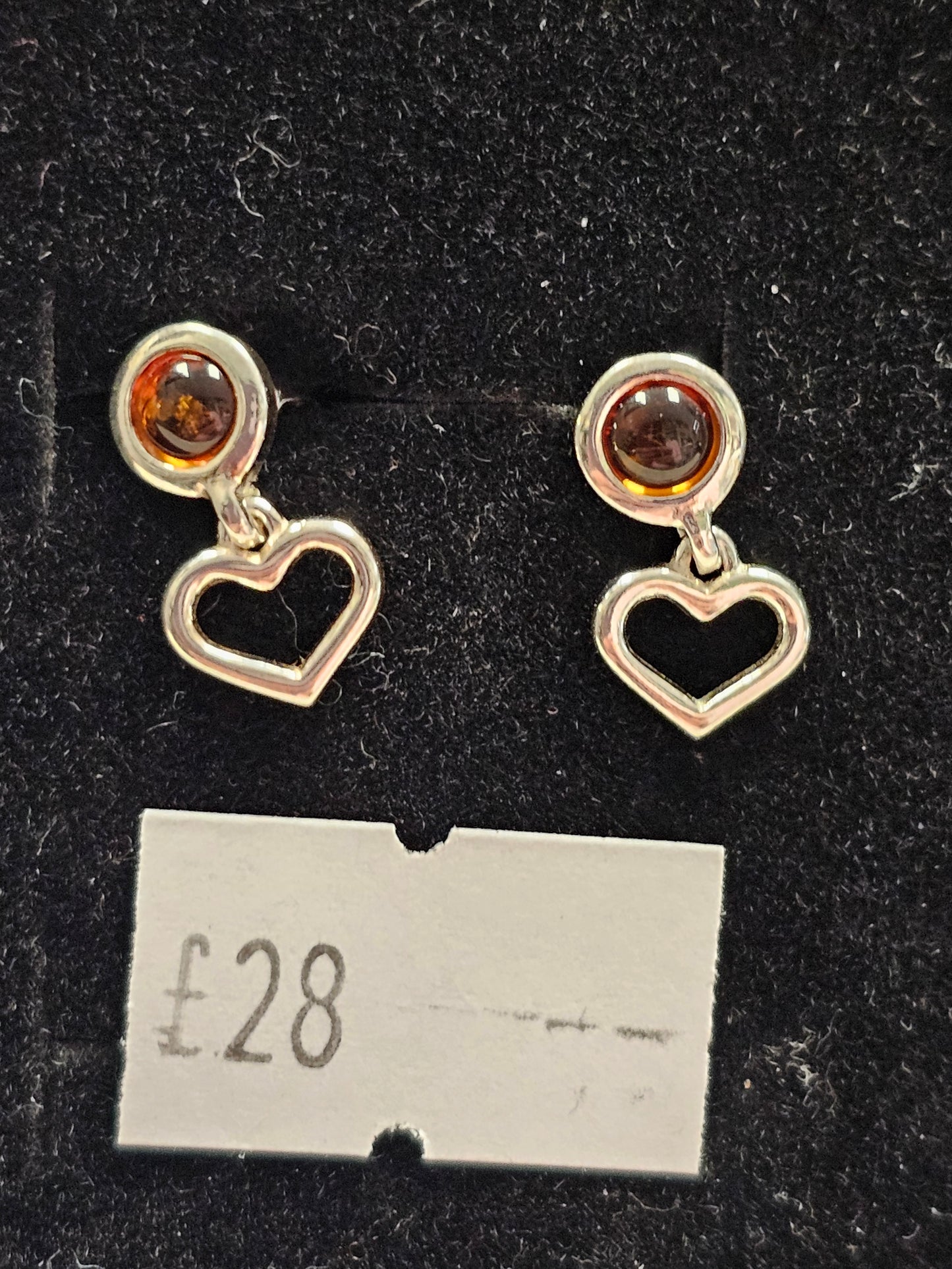 Amber 925 silver Stud earrings (round)