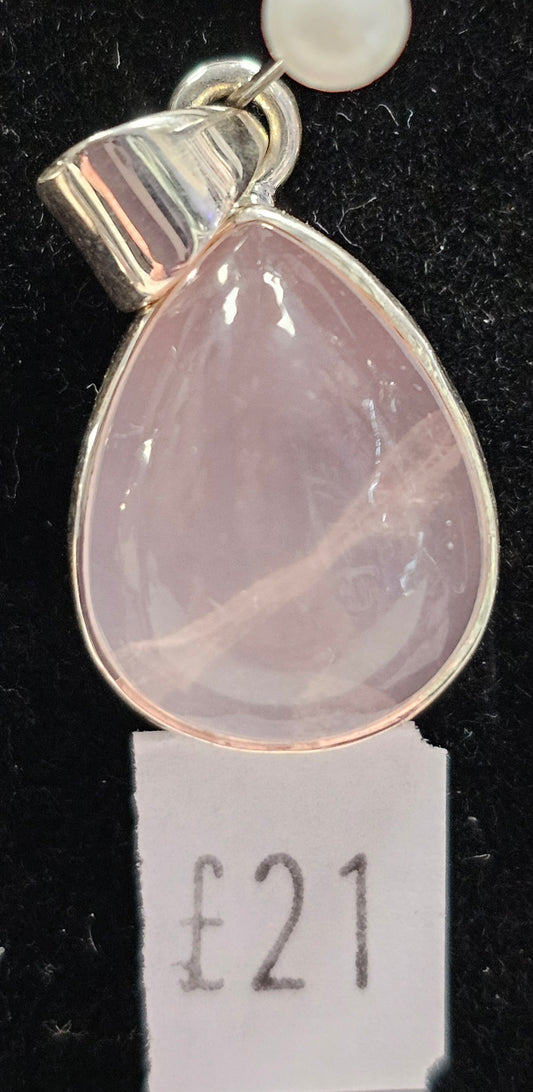 Rose Quartz 925 Silver Pendent