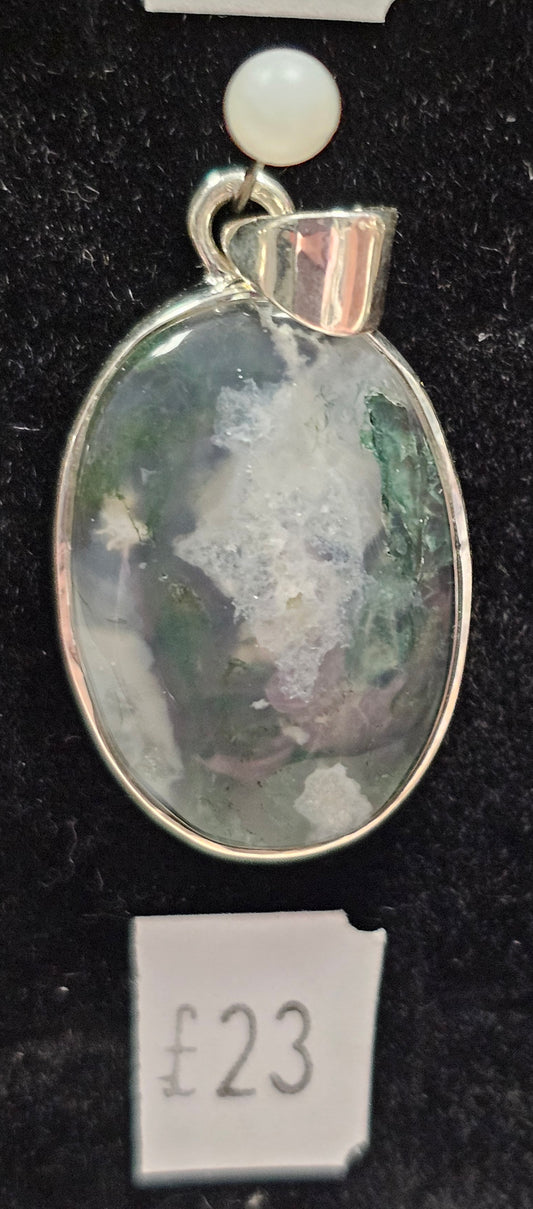 Moss Agate 925 Silver Pendent