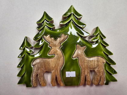 Wooden Tree & Deer Decoration