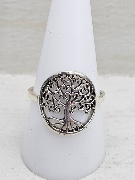 Tree of Life 925 Silver Ring Size T