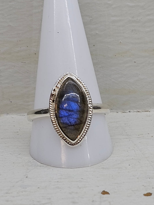 Labradorite 925 Silver Ring Size Y