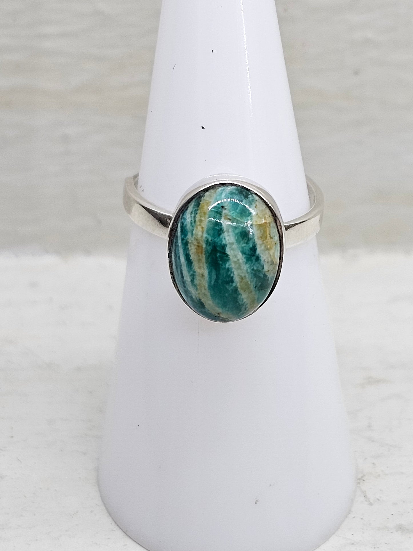 Amazonite Adjustable 925 Silver Ring