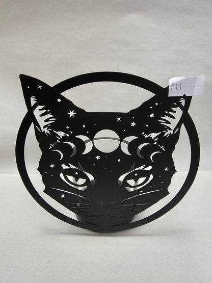 Cat & Moon Phases metal Candle Holder