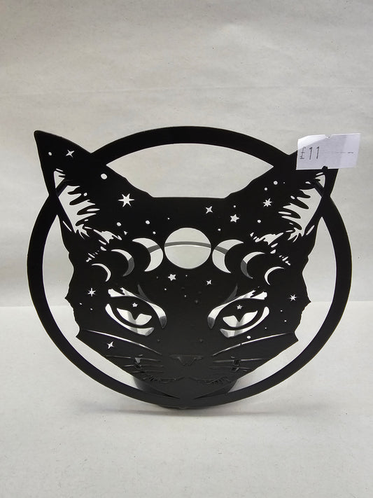 Cat & Moon Phases metal Candle Holder