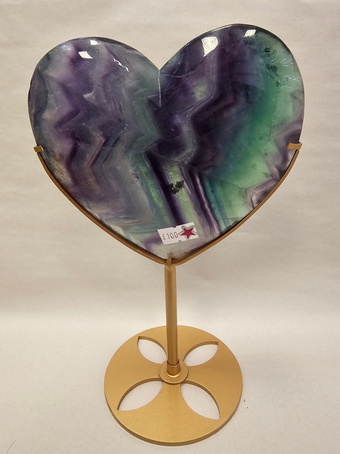 Big Fluorite Heart in Stand