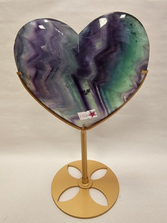 Big Fluorite Heart in Stand