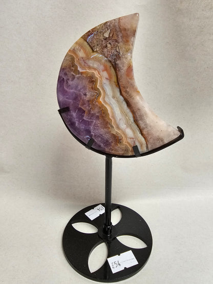 Amethyst & Agate Moon with Stand