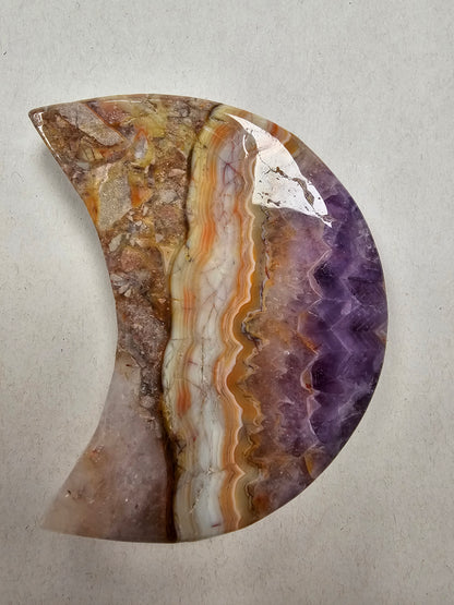 Amethyst & Agate Moon with Stand
