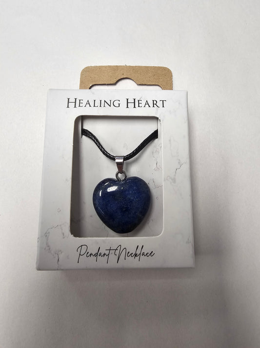 Lapis Lazuli Heart Pendent on Black Cord