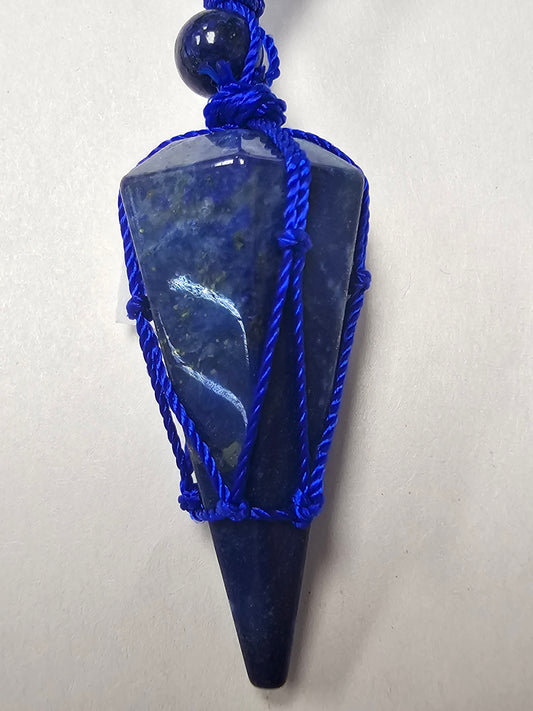 Lapis Lazuli Pendulum/Pendent on Black Pull Cord