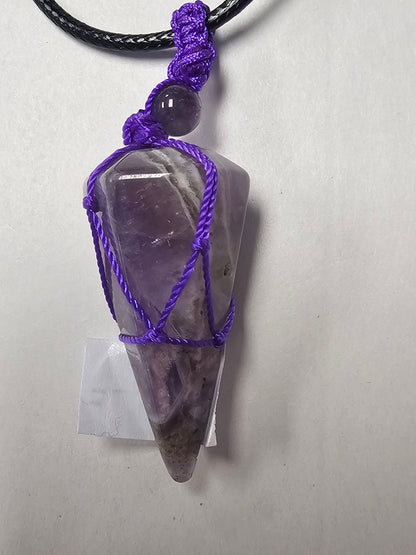 Amethyst Pendulum/Pendent on Black Pull Cord