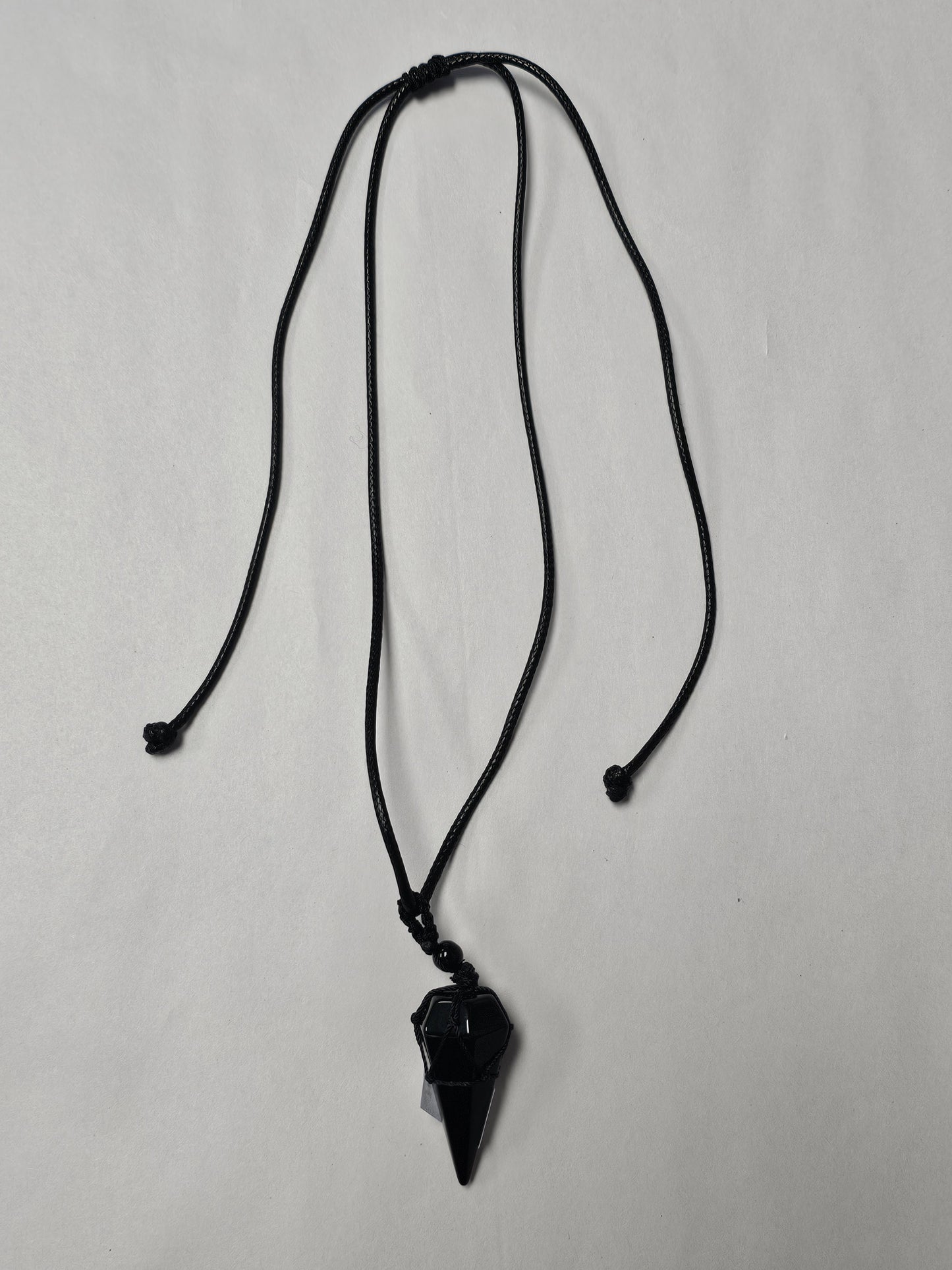 Obsidian Pendulum/Pendent on Black Pull Cord