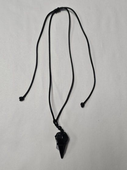 Obsidian Pendulum/Pendent on Black Pull Cord