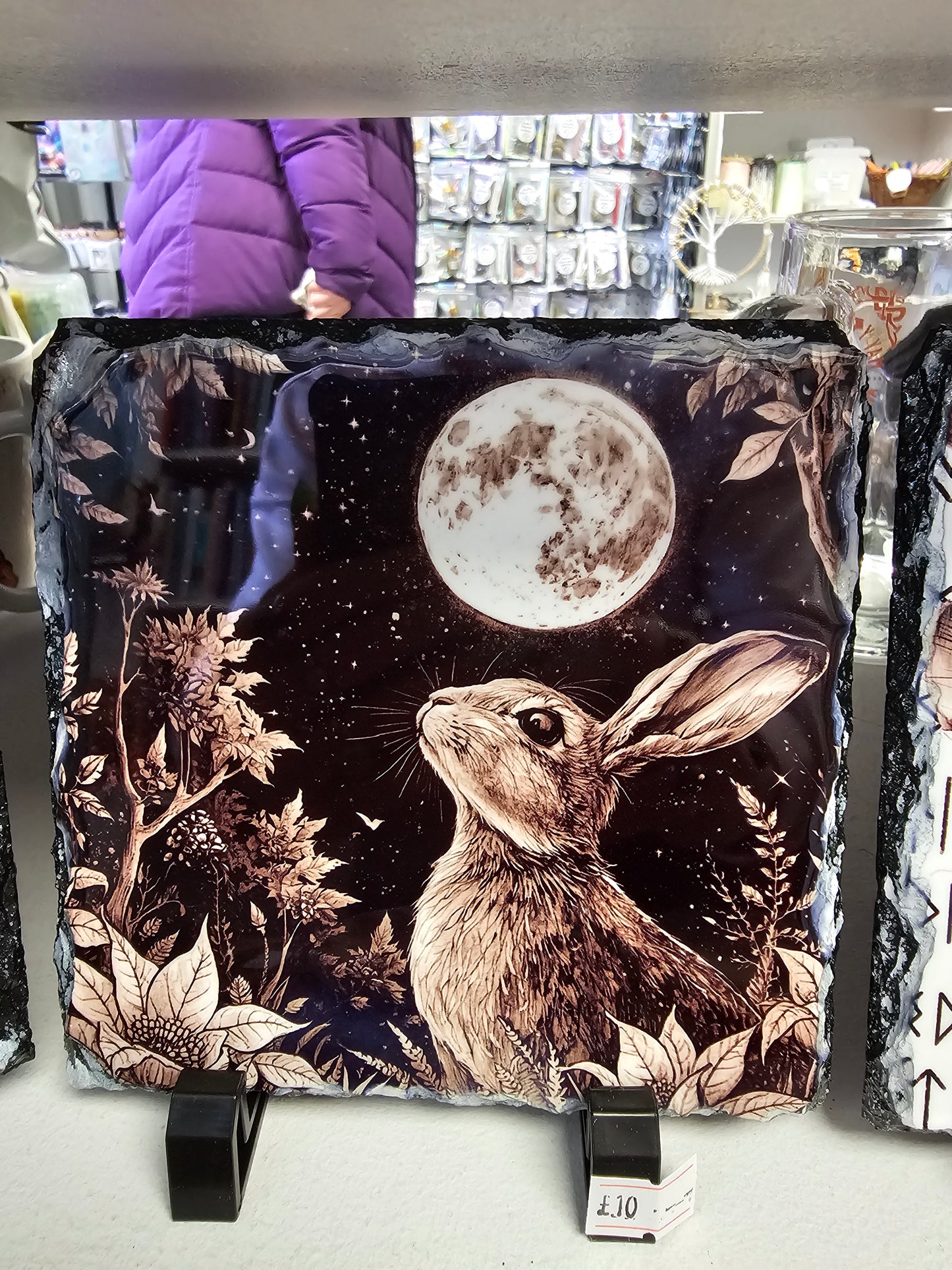 Moon Gazing Hare #1 14 x 14cm Slate