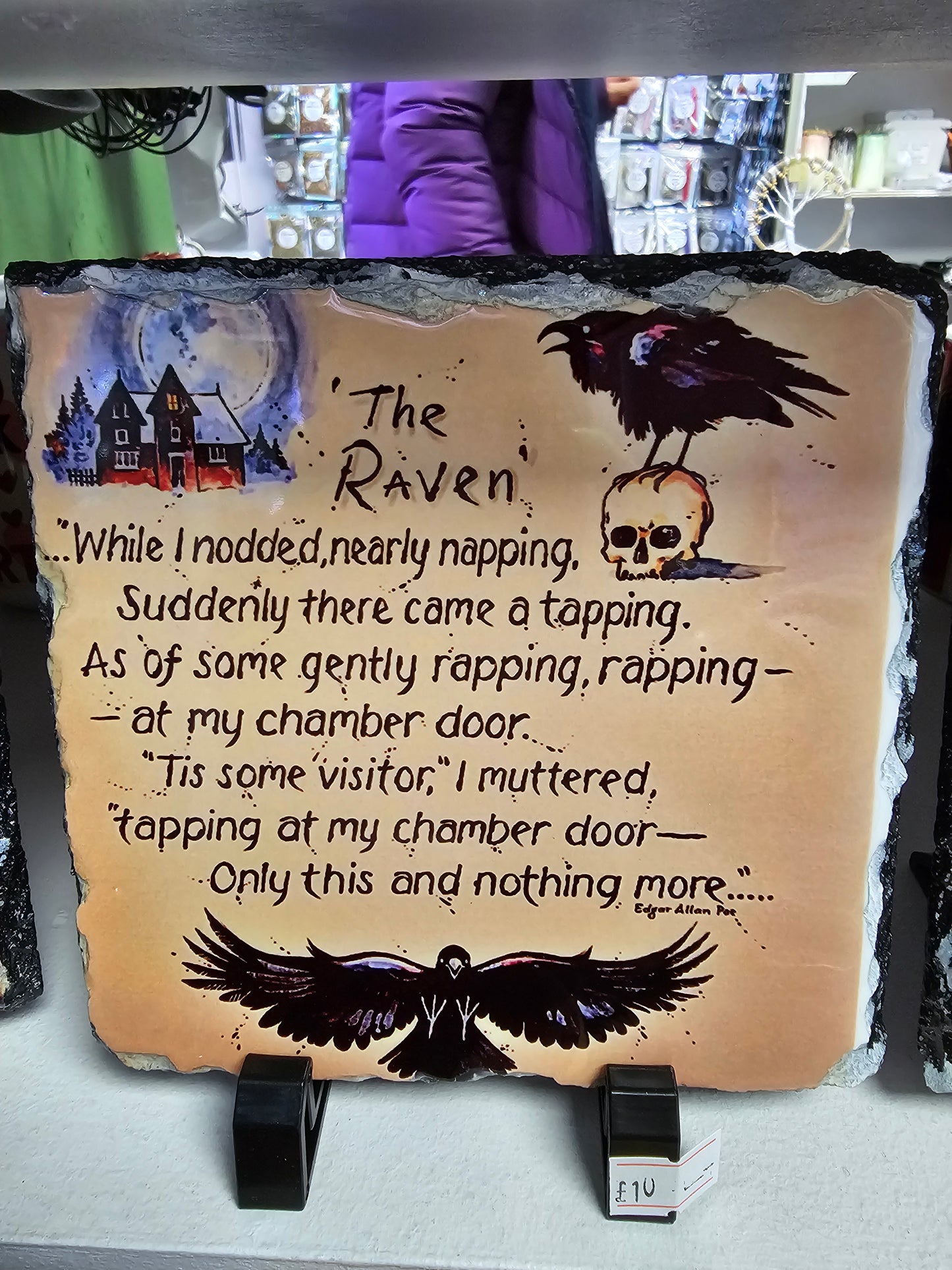 The Raven (Poem) 14 x 14cm Slate