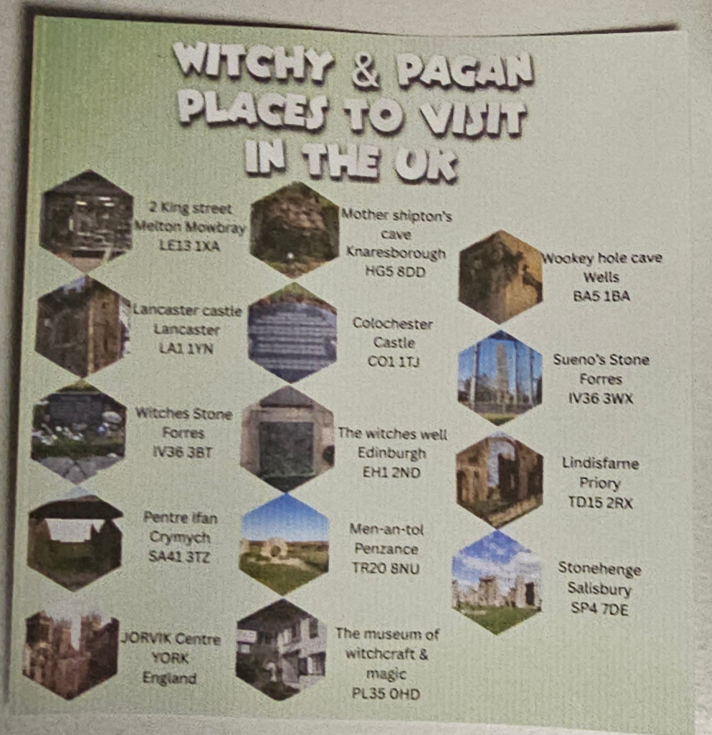 Glass Bottle with Bamboo Lid, Witchy & Pagan places to visit (UK) 600ml