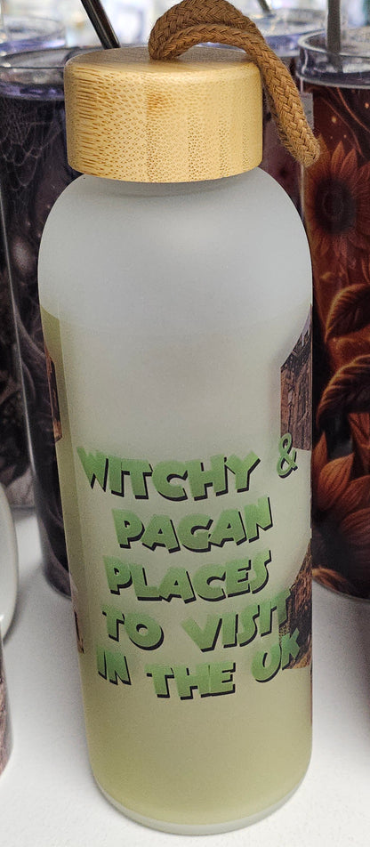 Glass Bottle with Bamboo Lid, Witchy & Pagan places to visit (UK) 600ml