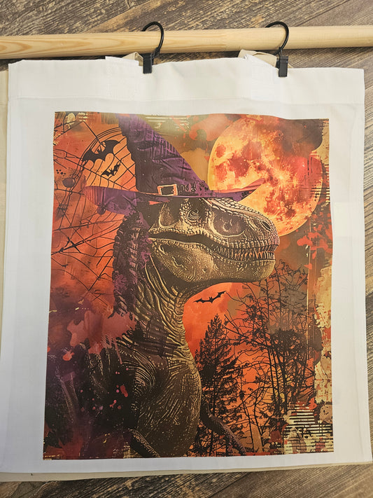 Witchy T-Rex Tote Bag 15 x 16 inch