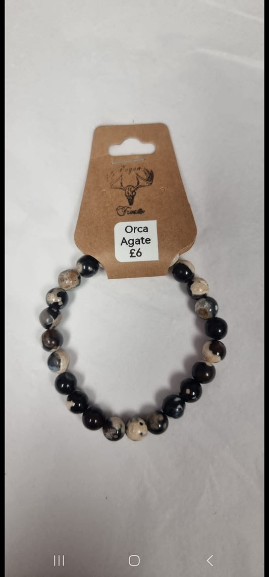 Orca Agate bead bracelet