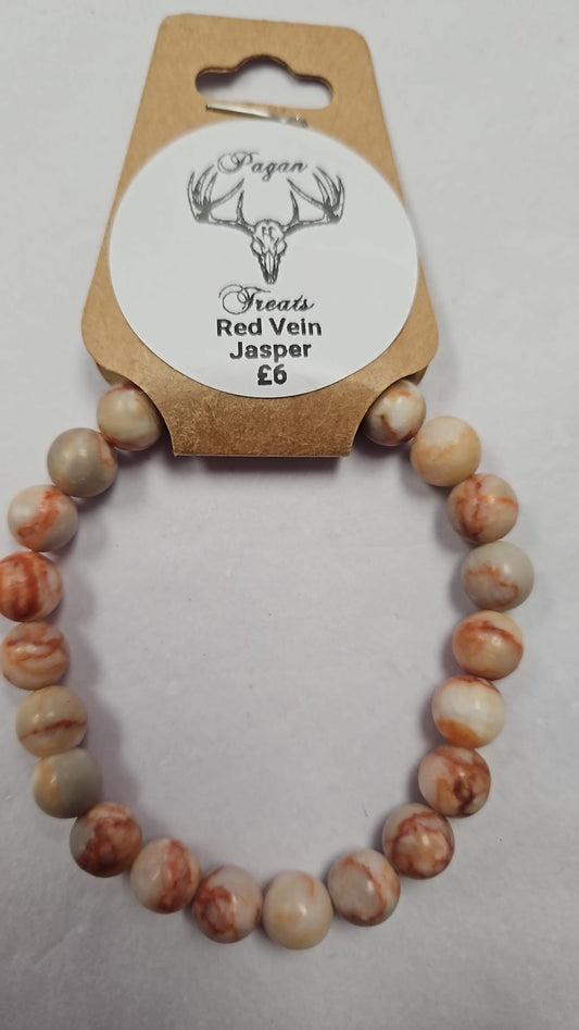 Red Vein Jasper 8mm bead bracelet