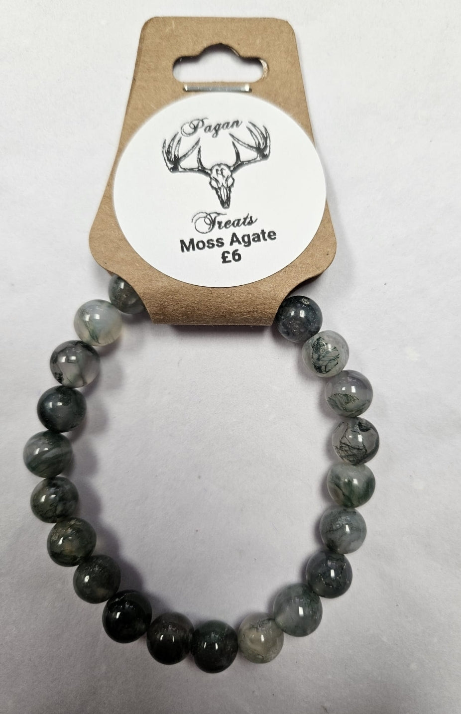 Moss Agate 8mm bead bracelet