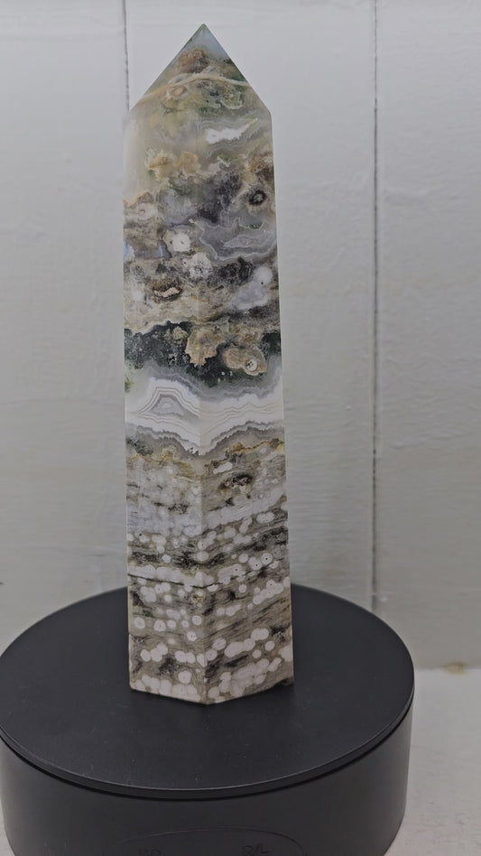 Moss Agate and Ocean Jasper Tower