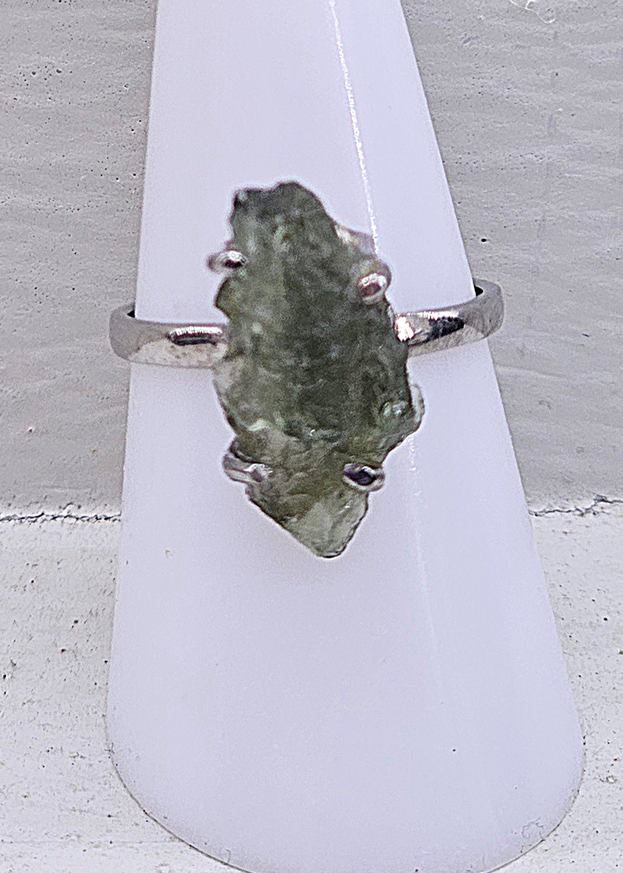 Moldavite 925 silver ring size O