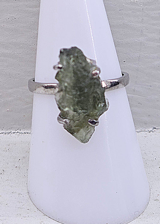 Moldavite 925 silver ring size O