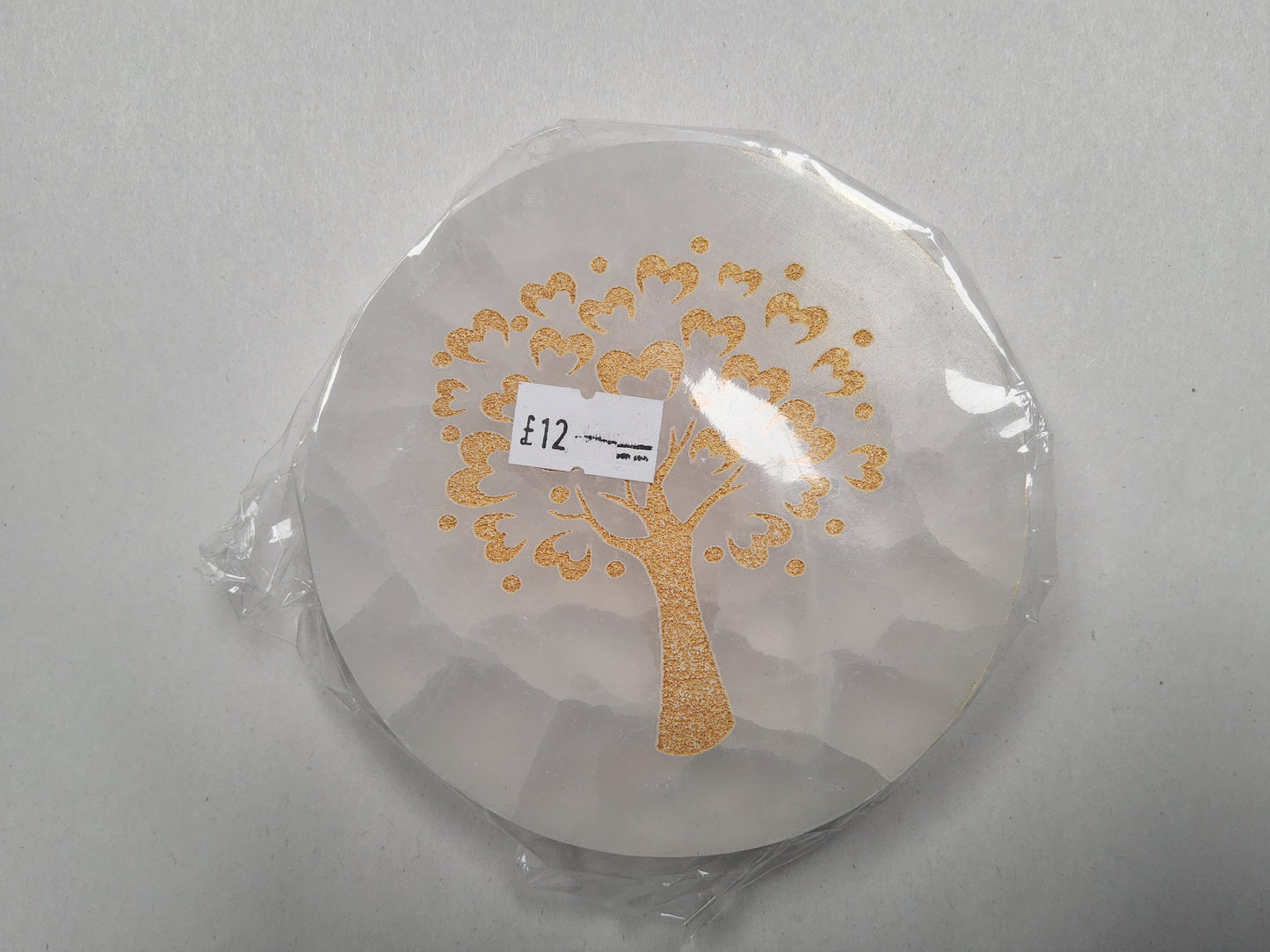Selenite charge plate with gold tree