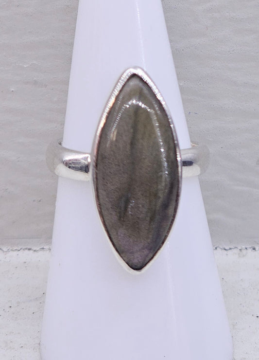 Purple Flash Labradorite 925 silver ring size N