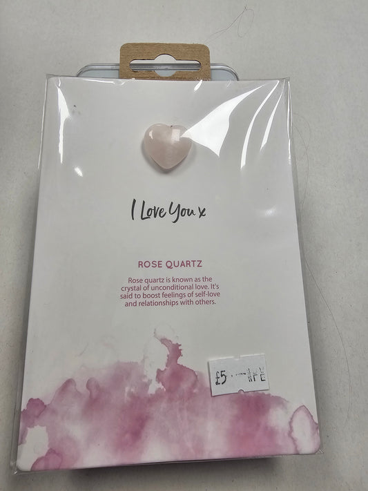 Greetings Card with Rose Quartz heart