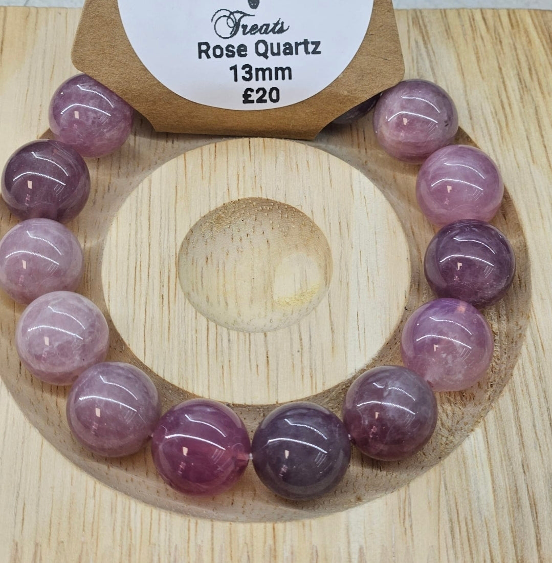 Madagascar Rose Quartz 13mm bead bracelet (AAA Grade)