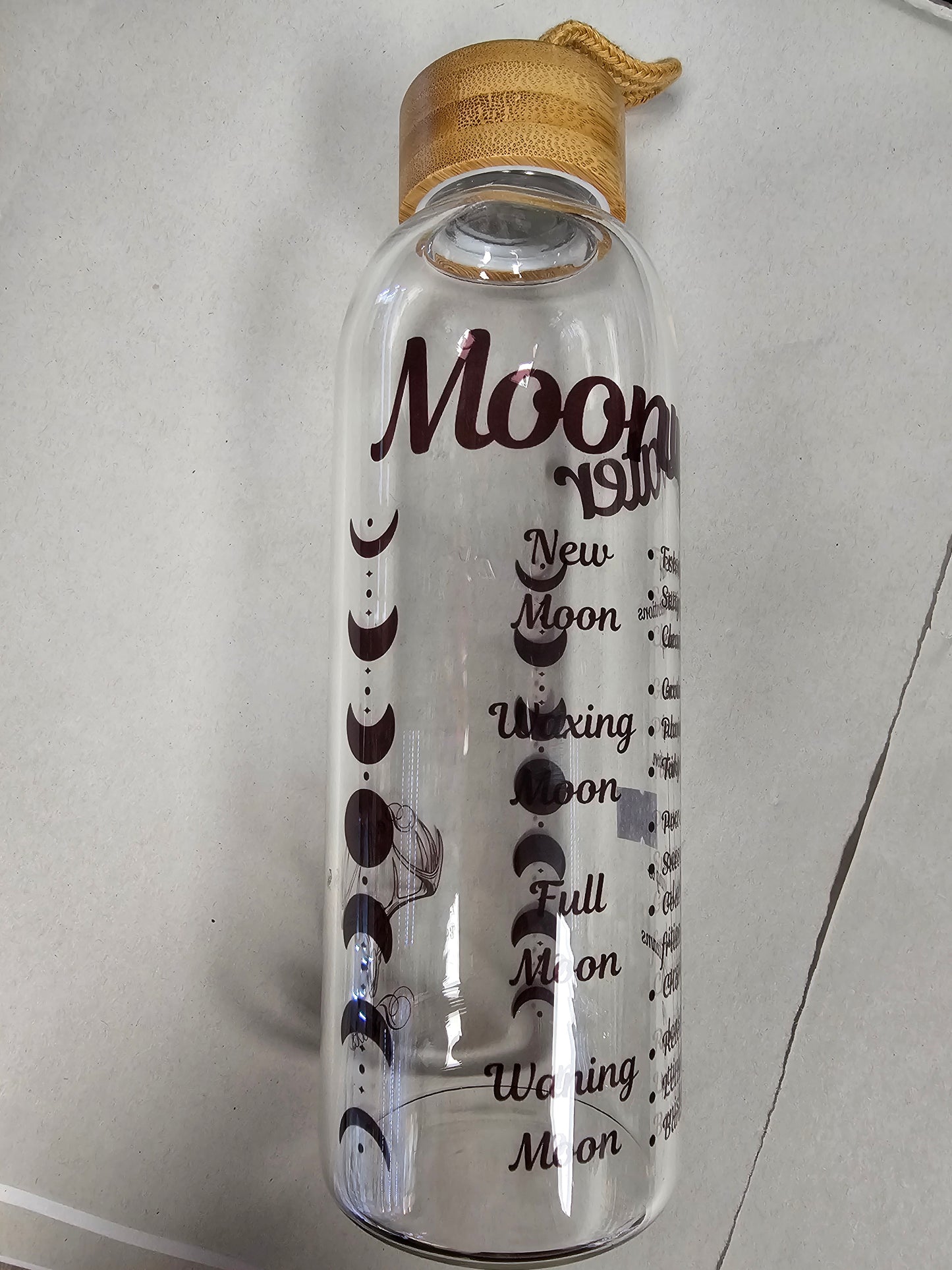 25oz Glass Moonwater Bottle with Bamboo Lid