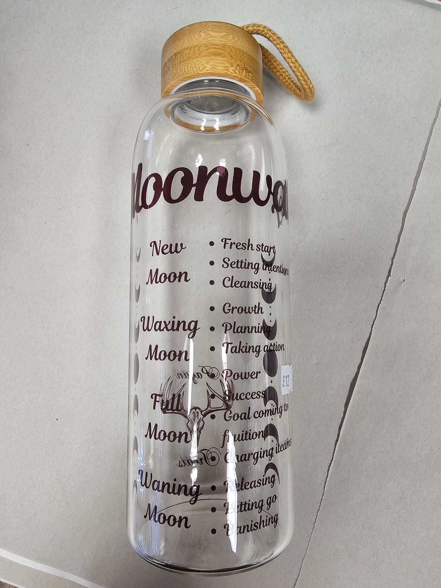 25oz Glass Moonwater Bottle with Bamboo Lid