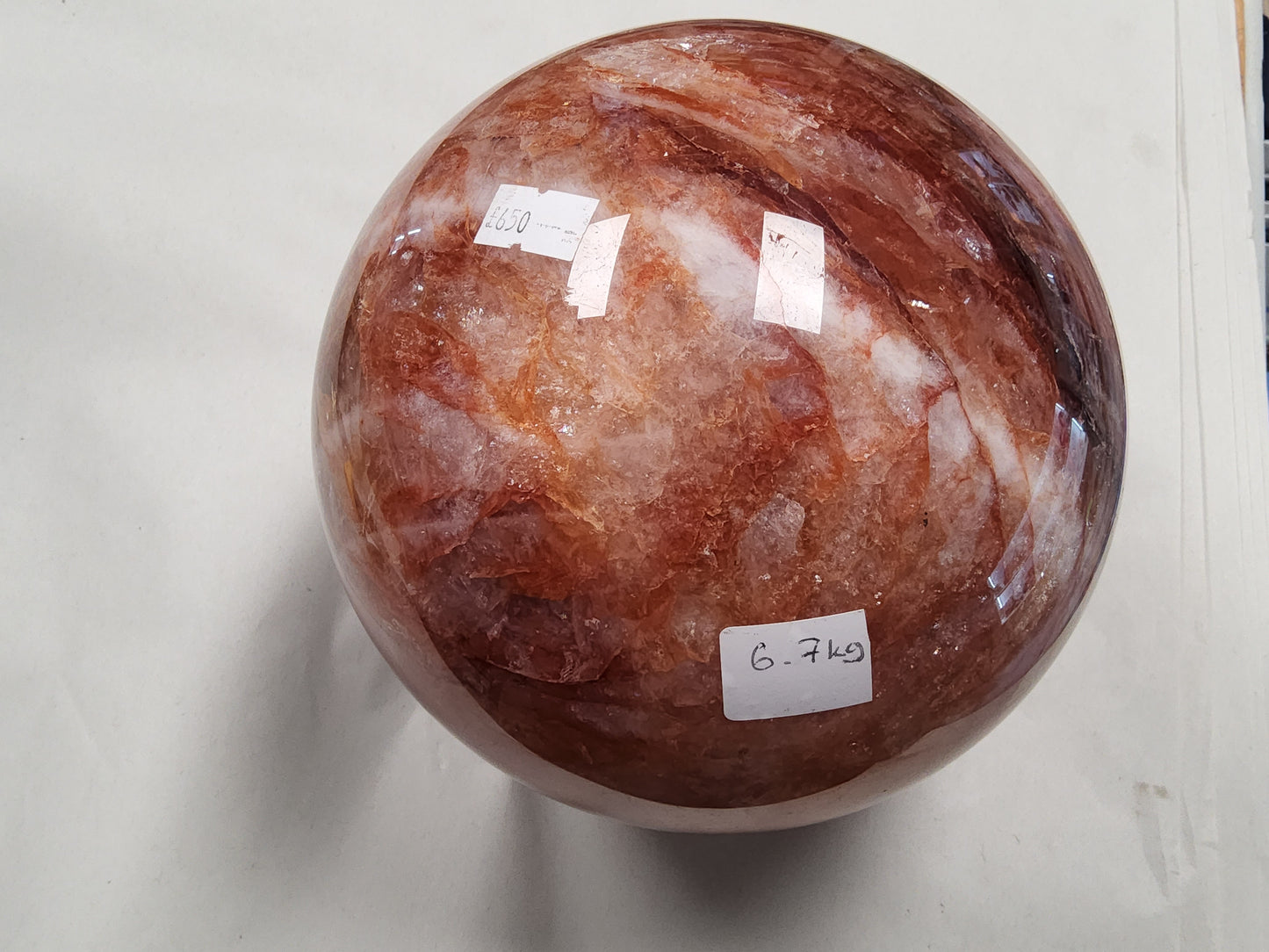 Giant Fire Quartz Sphere 6.7kg with stand