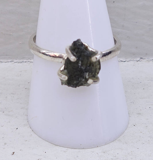 Moldavite 925 silver ring size S
