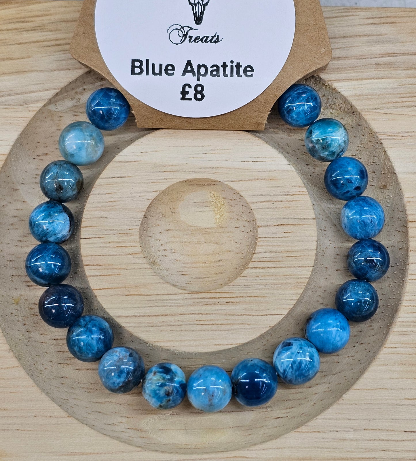 Blue Apatite 8mm bead bracelet